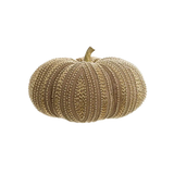 Blanc Mariclò Zucca Decorativa Perline 2510S - Misura Piccola, cuscino a forma di zucca con perline oro.