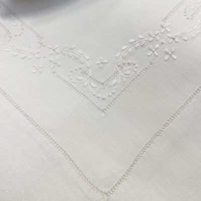 Broderie Parure Lenzuola Matrimoniale in Puro Lino Bellora Ricamato Bianco S400