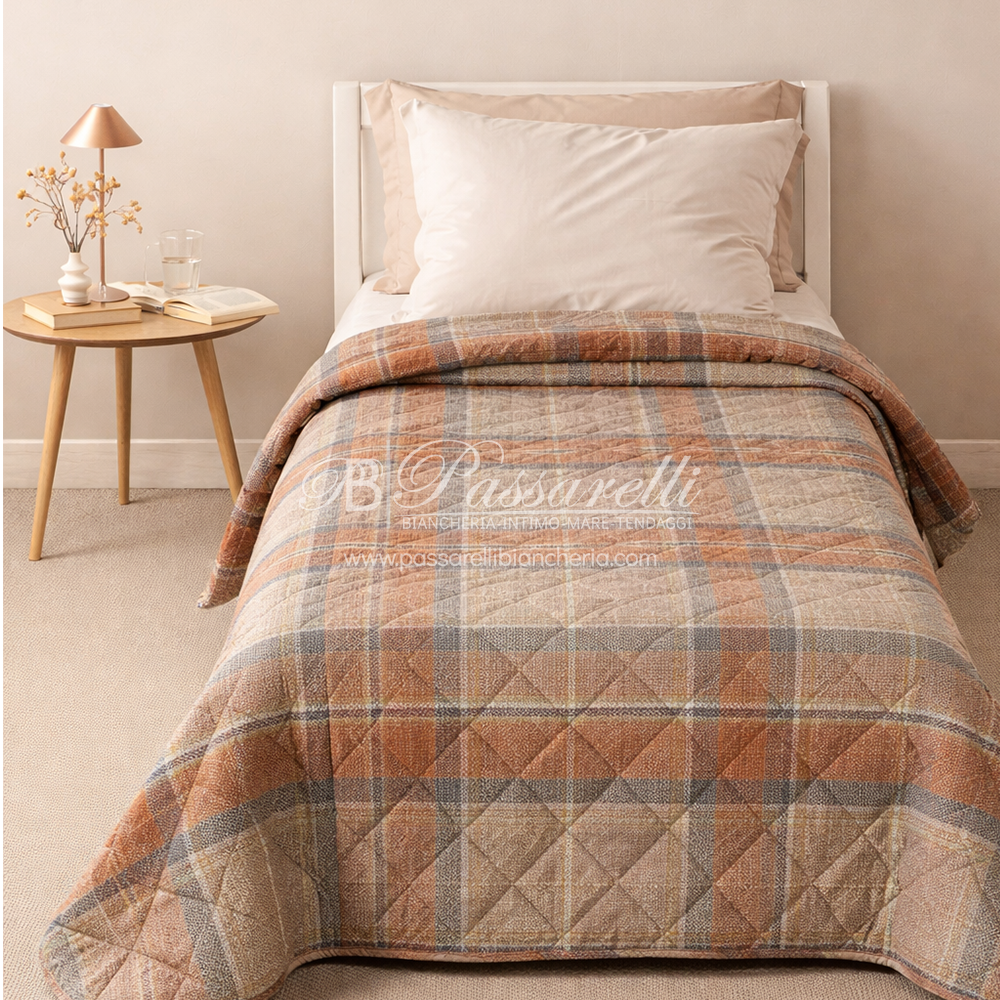 Caleffi Copriletto Trapuntato In Microfibra Hilton Singolo Modern 2603S40