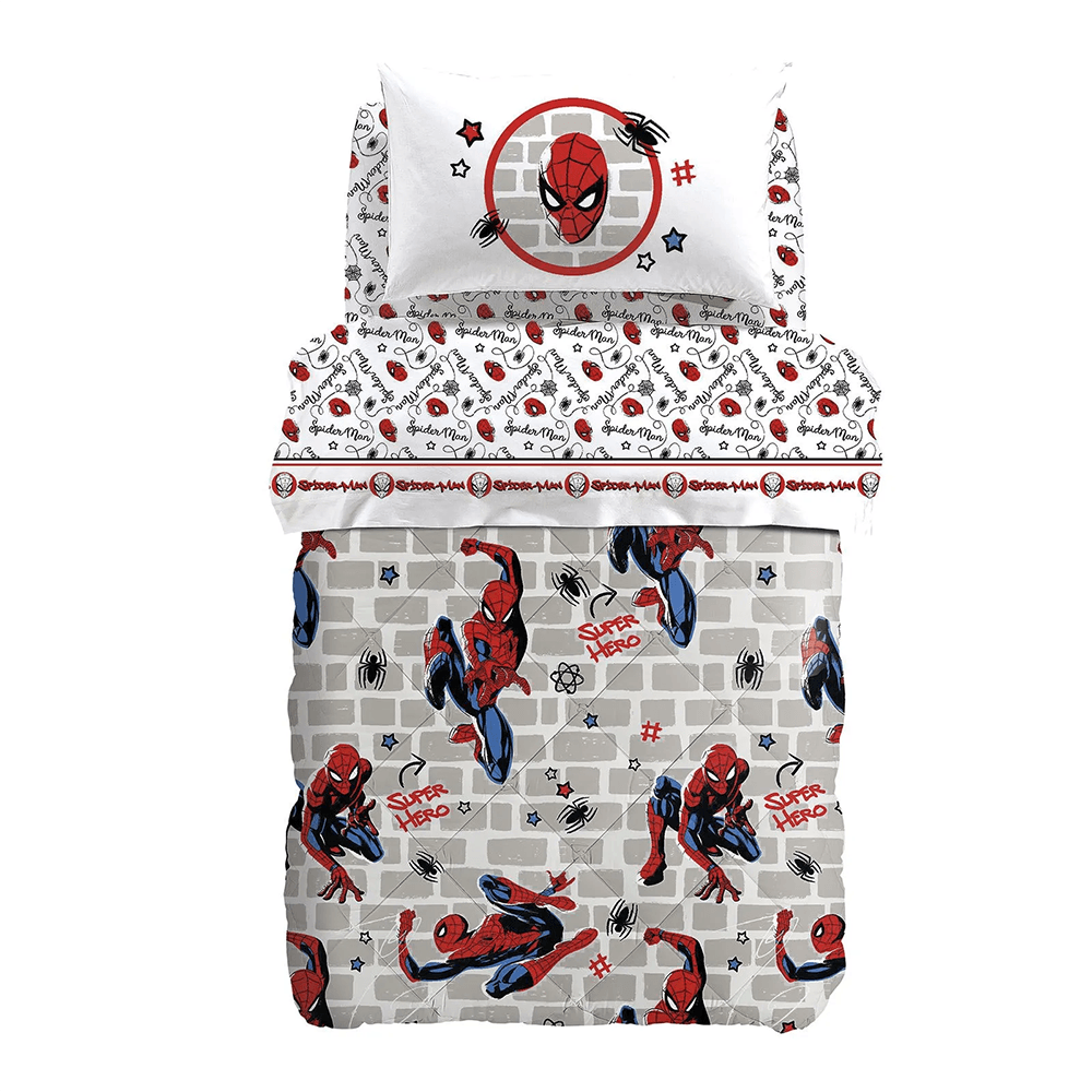 Completo letto lenzuola singolo una piazza in puro cotone MARVEL SPIDERMAN