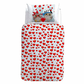 Caleffi Set Copripiumino per Letto Piazza e Mezza Gufetti 1004466 S50 - Passarelli Biancheria