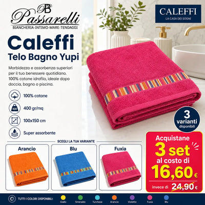 Caleffi telo Bagno in Spugna di Cotone Yupi - Vari Colori