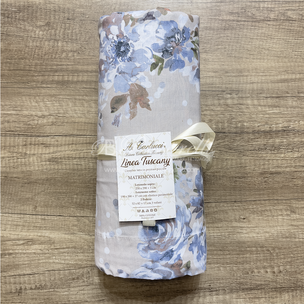 Carlucci Completo Lenzuola Matrimoniale in cotone Percalle - Vari Disegni 2502S34
