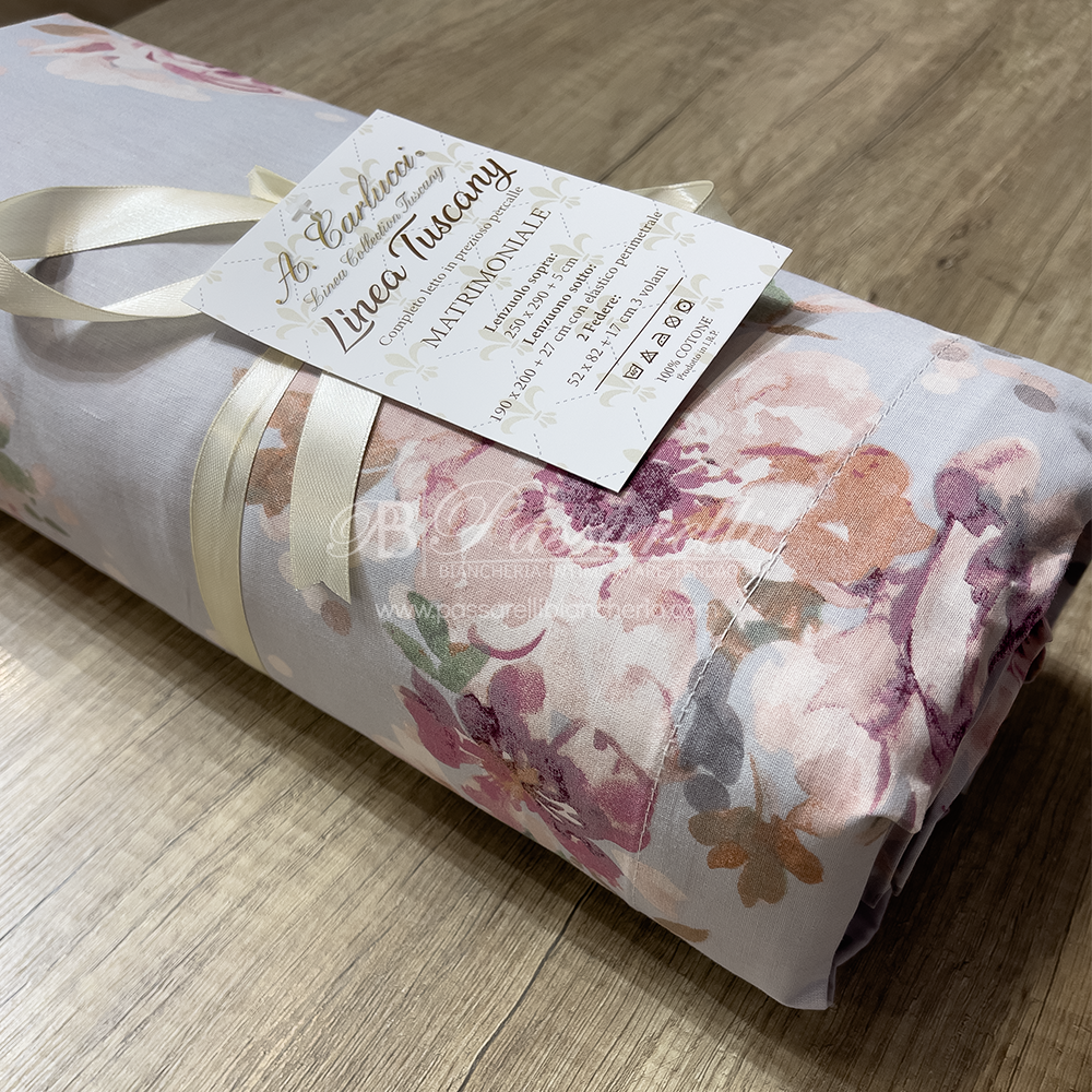 Carlucci Completo Lenzuola Matrimoniale in cotone Percalle - Vari Disegni 2502S34