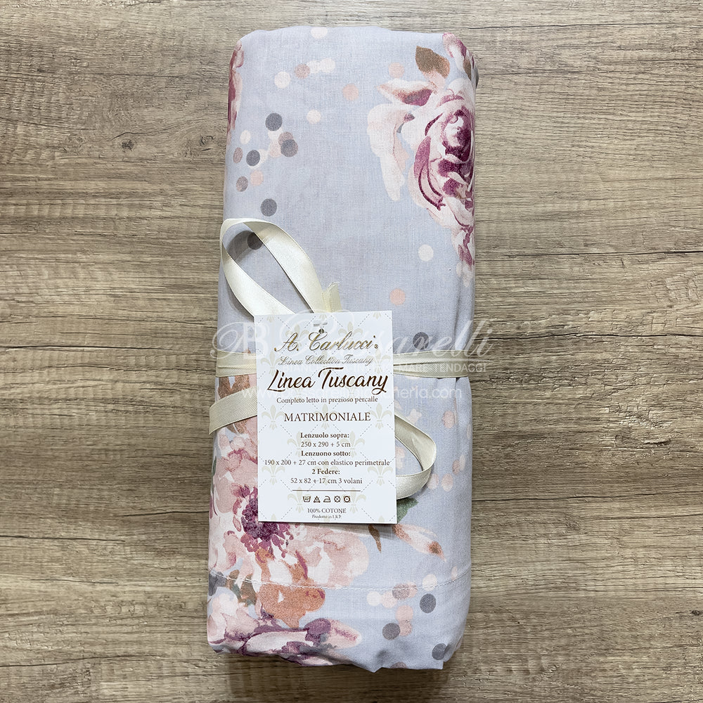 Carlucci Completo Lenzuola Matrimoniale in cotone Percalle - Vari Disegni 2502S34