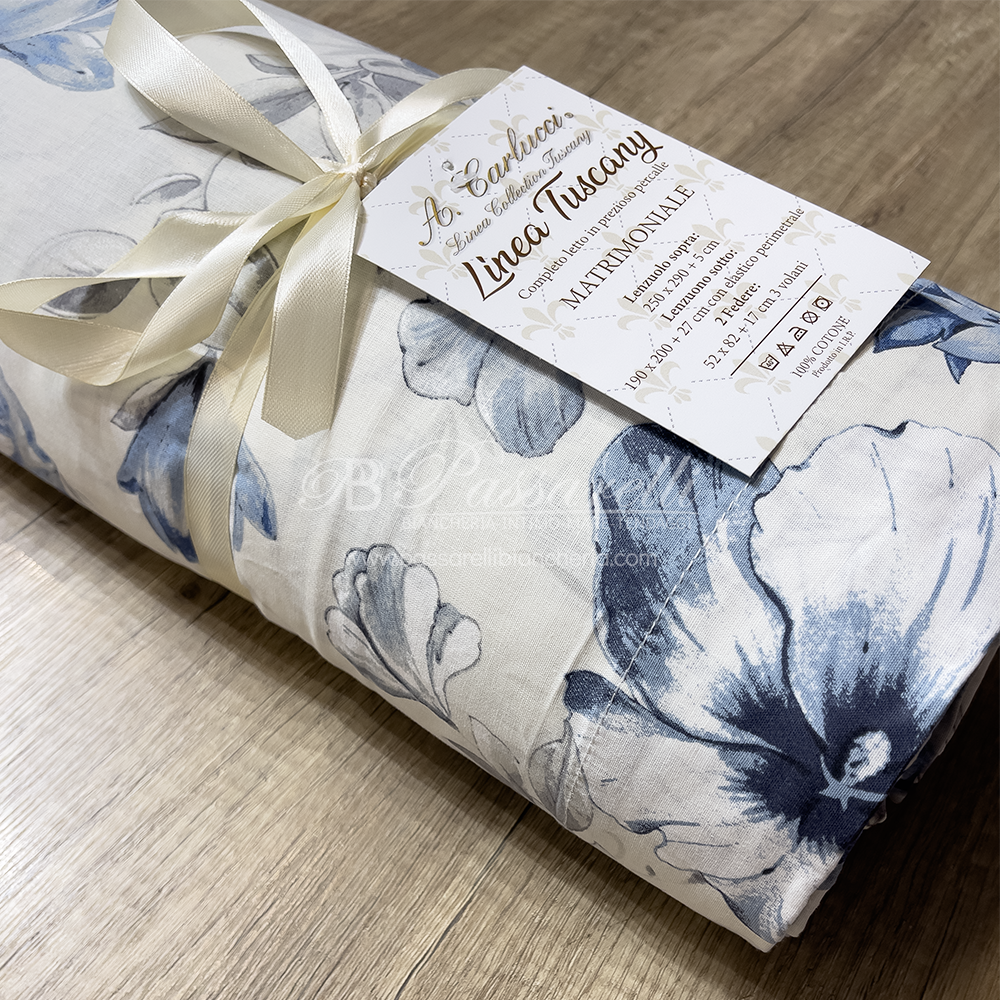 Carlucci Completo Lenzuola Matrimoniale in cotone Percalle - Vari Disegni 2502S34