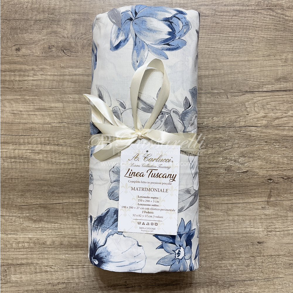 Carlucci Completo Lenzuola Matrimoniale in cotone Percalle - Vari Disegni 2502S34