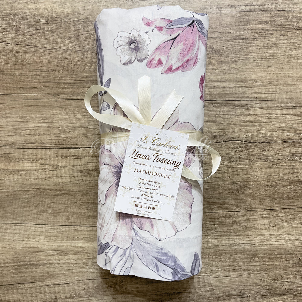 Carlucci Completo Lenzuola Matrimoniale in cotone Percalle - Vari Disegni 2502S34