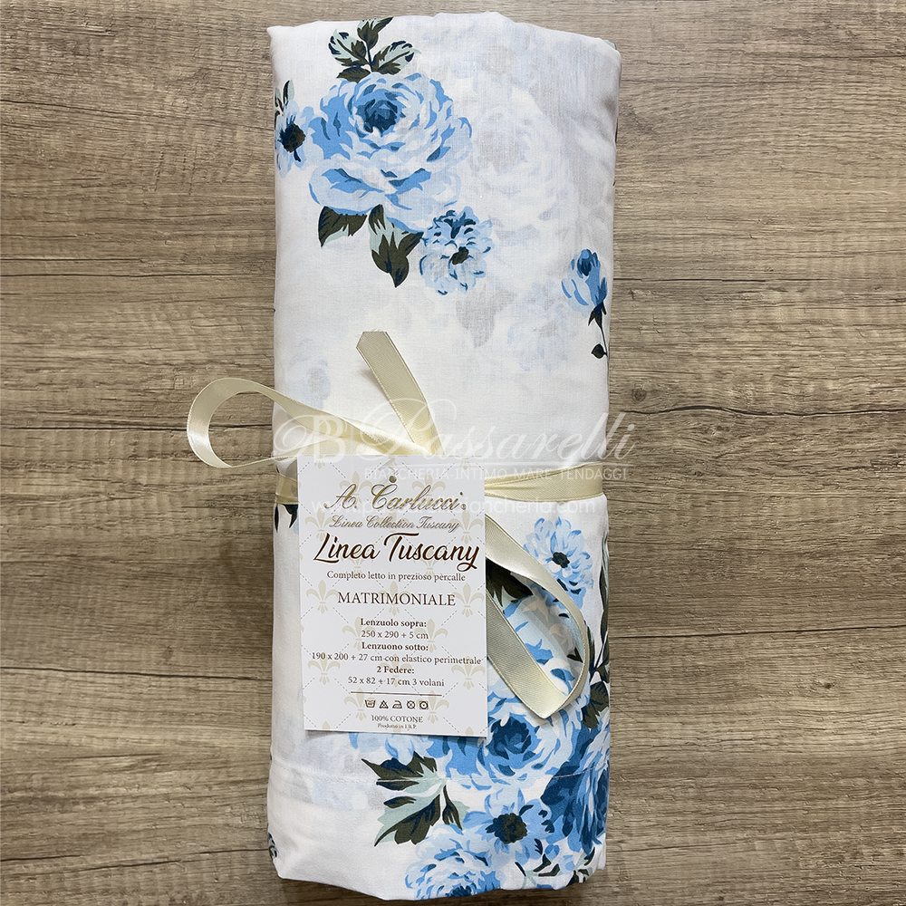 Carlucci Completo Lenzuola Matrimoniale in cotone Percalle - Vari Disegni 2502S34