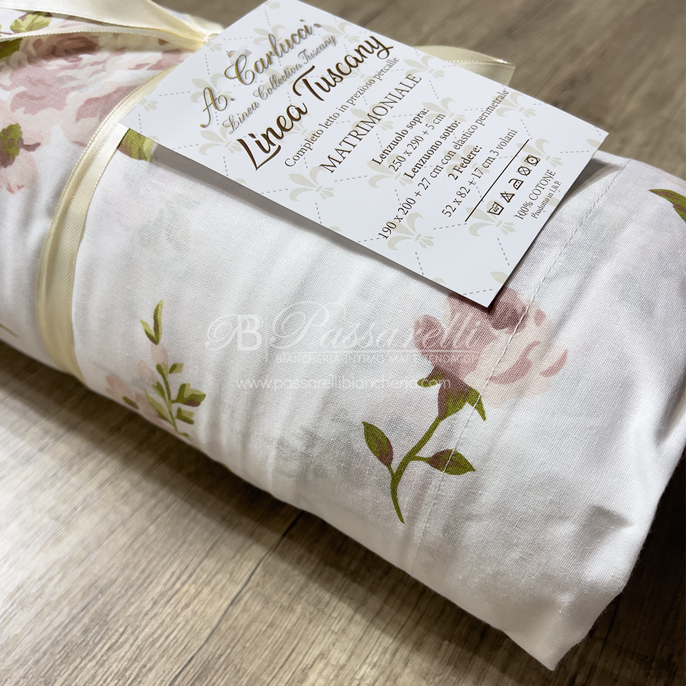 Carlucci Completo Lenzuola Matrimoniale in cotone Percalle - Vari Disegni 2502S34