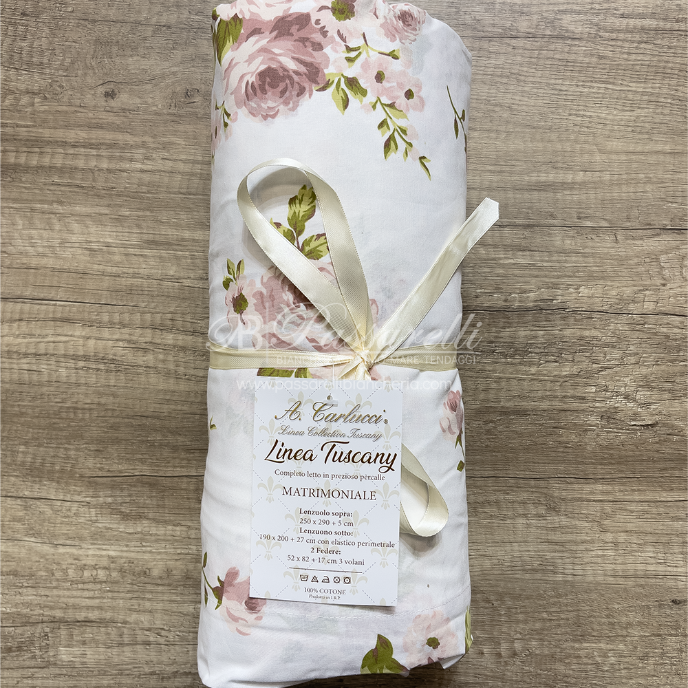 Carlucci Completo Lenzuola Matrimoniale in cotone Percalle - Vari Disegni 2502S34