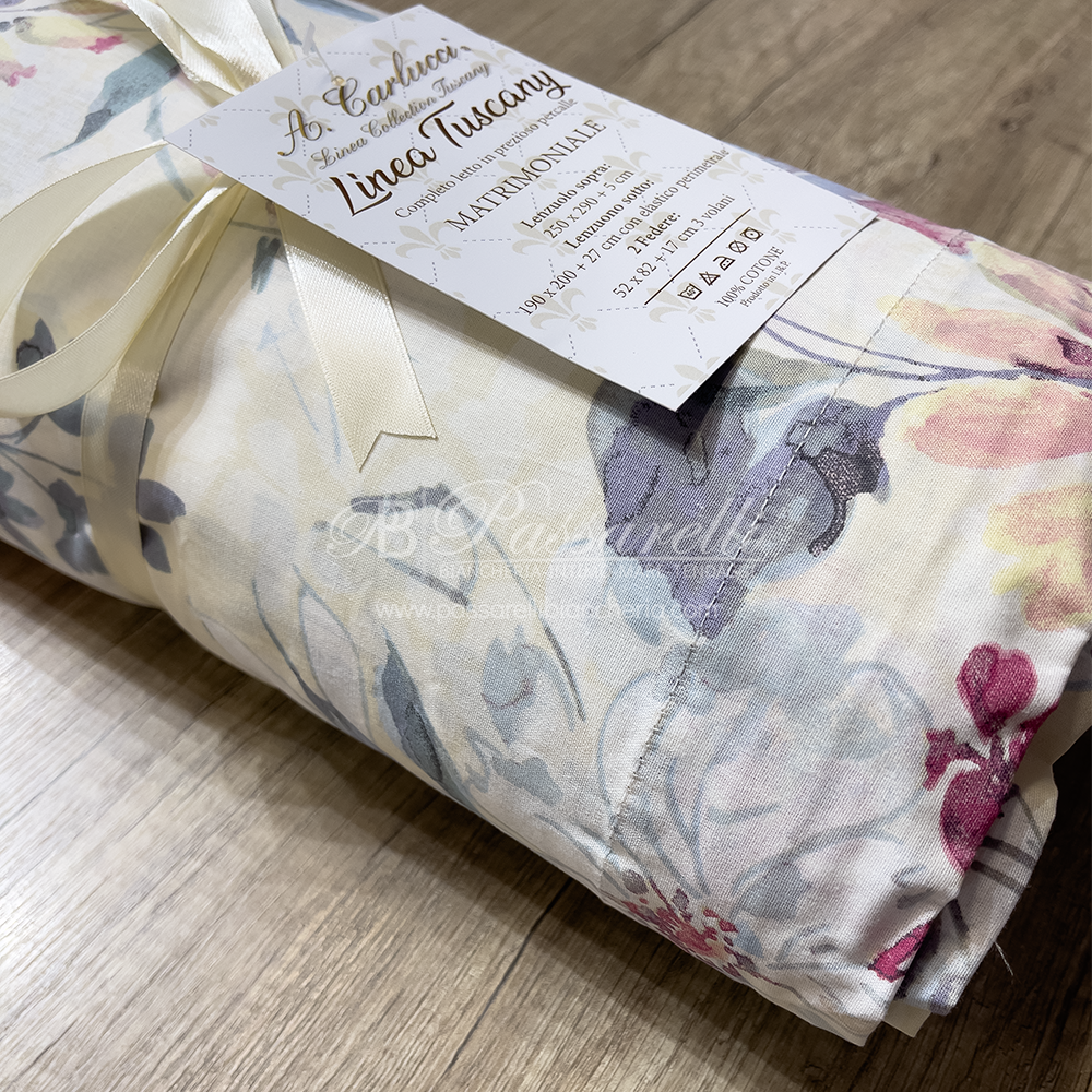 Carlucci Completo Lenzuola Matrimoniale in cotone Percalle - Vari Disegni 2502S34