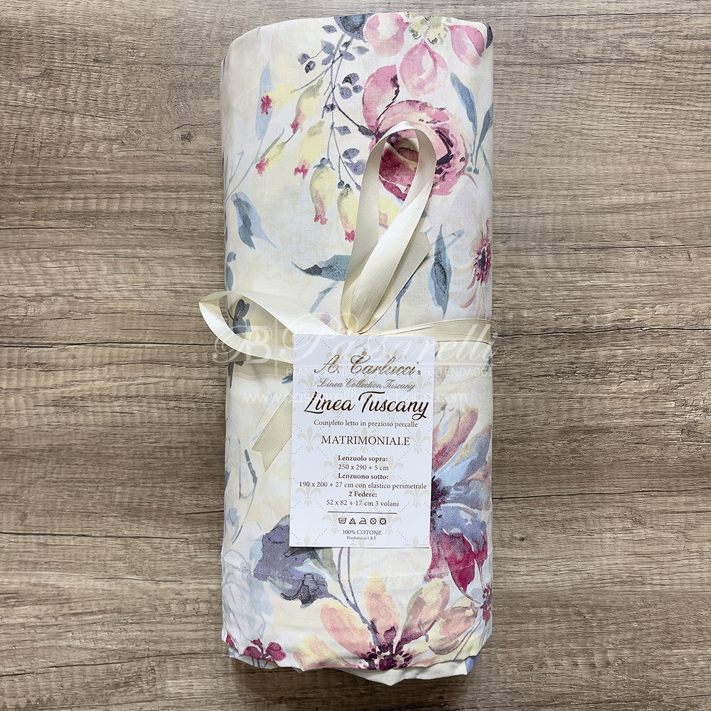 Carlucci Completo Lenzuola Matrimoniale in cotone Percalle - Vari Disegni 2502S34