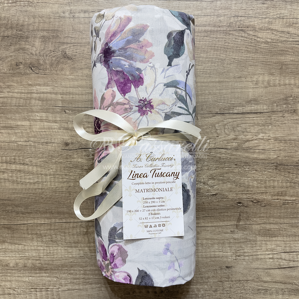 Carlucci Completo Lenzuola Matrimoniale in cotone Percalle - Vari Disegni 2502S34