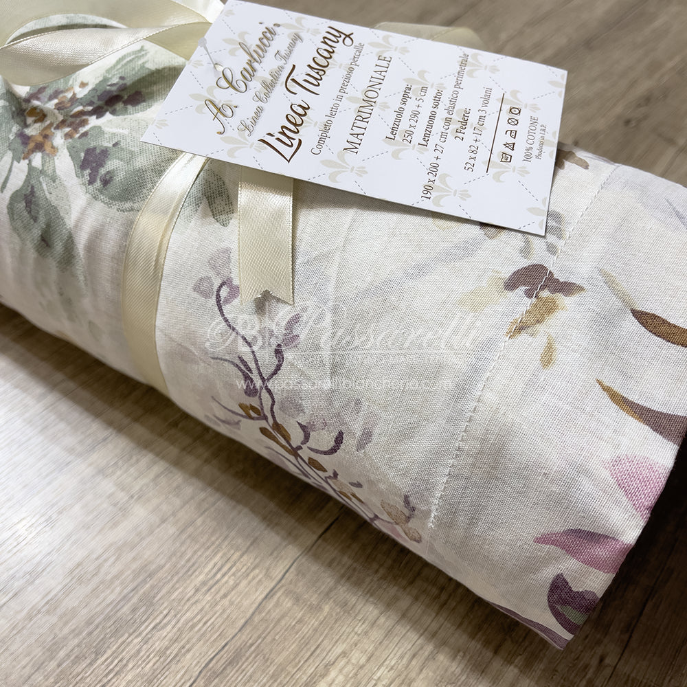 Carlucci Completo Lenzuola Matrimoniale in cotone Percalle - Vari Disegni 2502S34