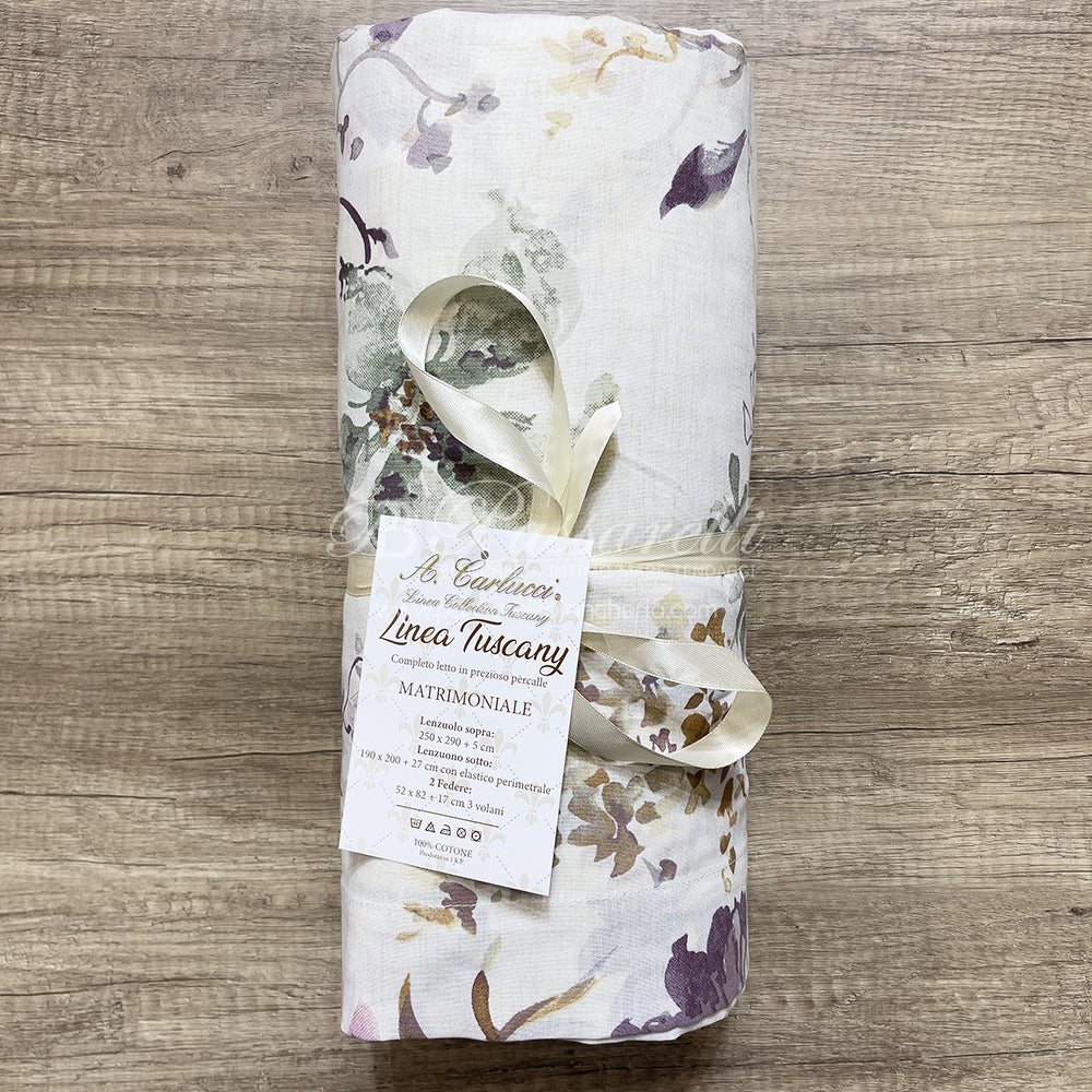 Carlucci Completo Lenzuola Matrimoniale in cotone Percalle - Vari Disegni 2502S34