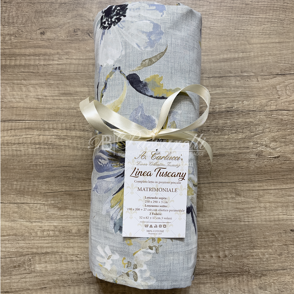 Carlucci Completo Lenzuola Matrimoniale in cotone Percalle - Vari Disegni 2502S34