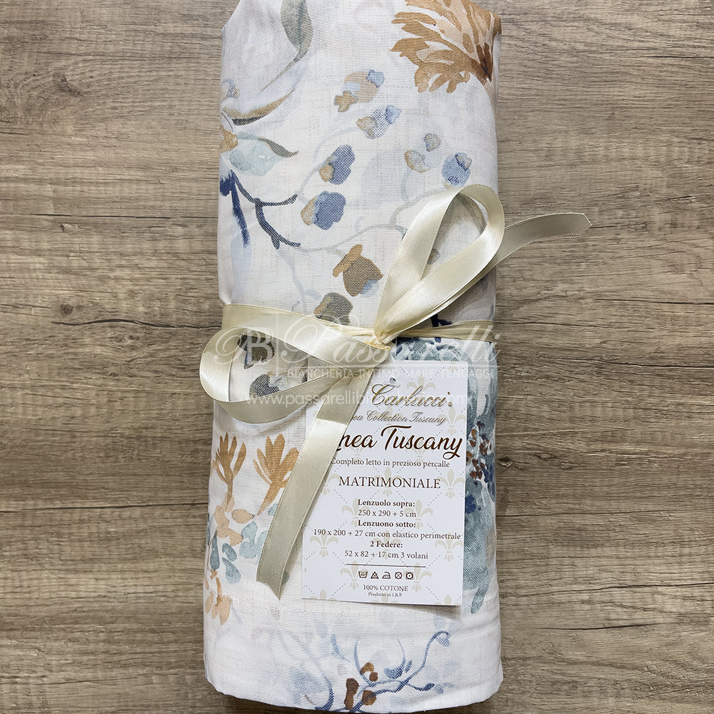 Carlucci Completo Lenzuola Matrimoniale in cotone Percalle - Vari Disegni 2502S34