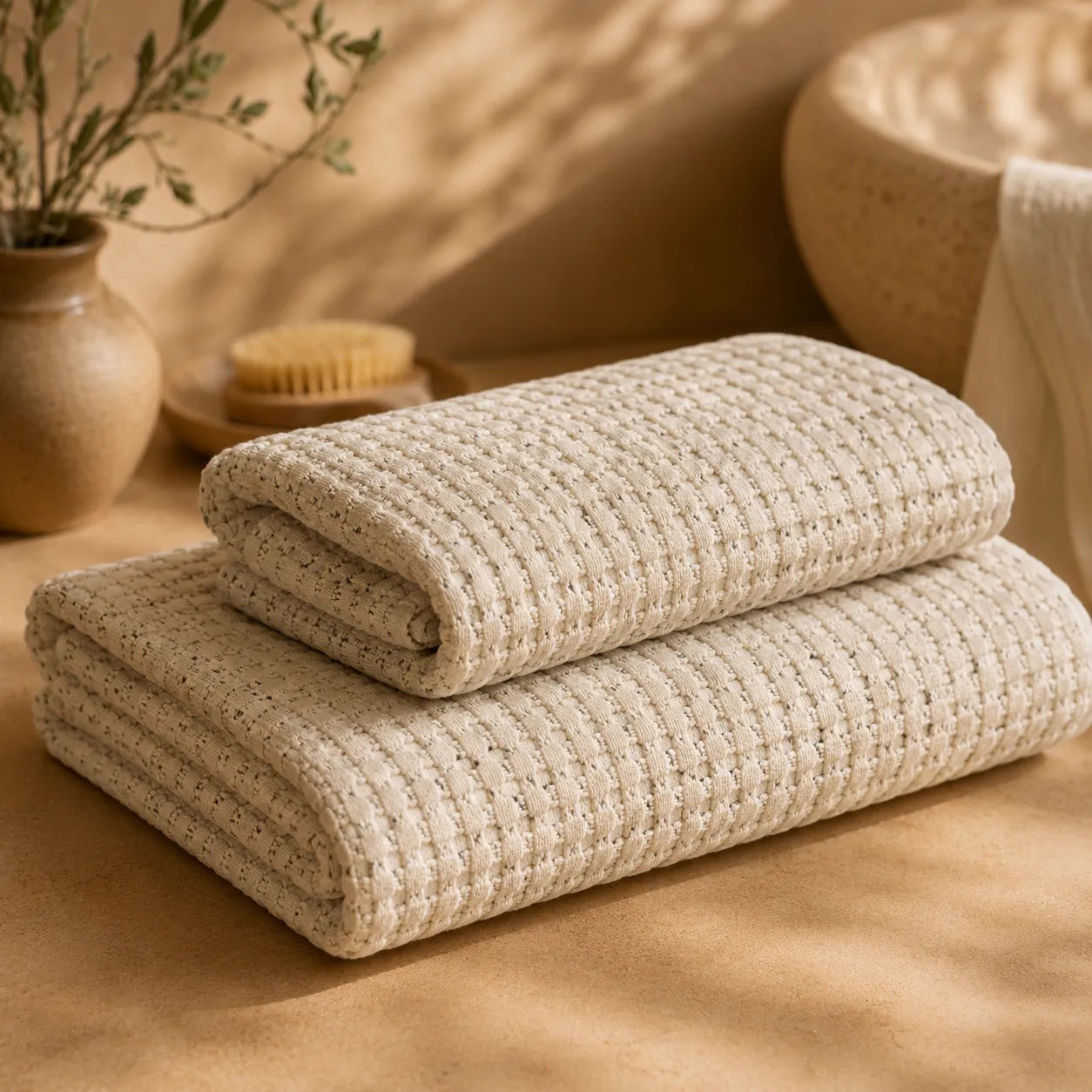 Biancoperla Set Asciugamani 1+1 a Nido d'Ape 100% Cotone Milo