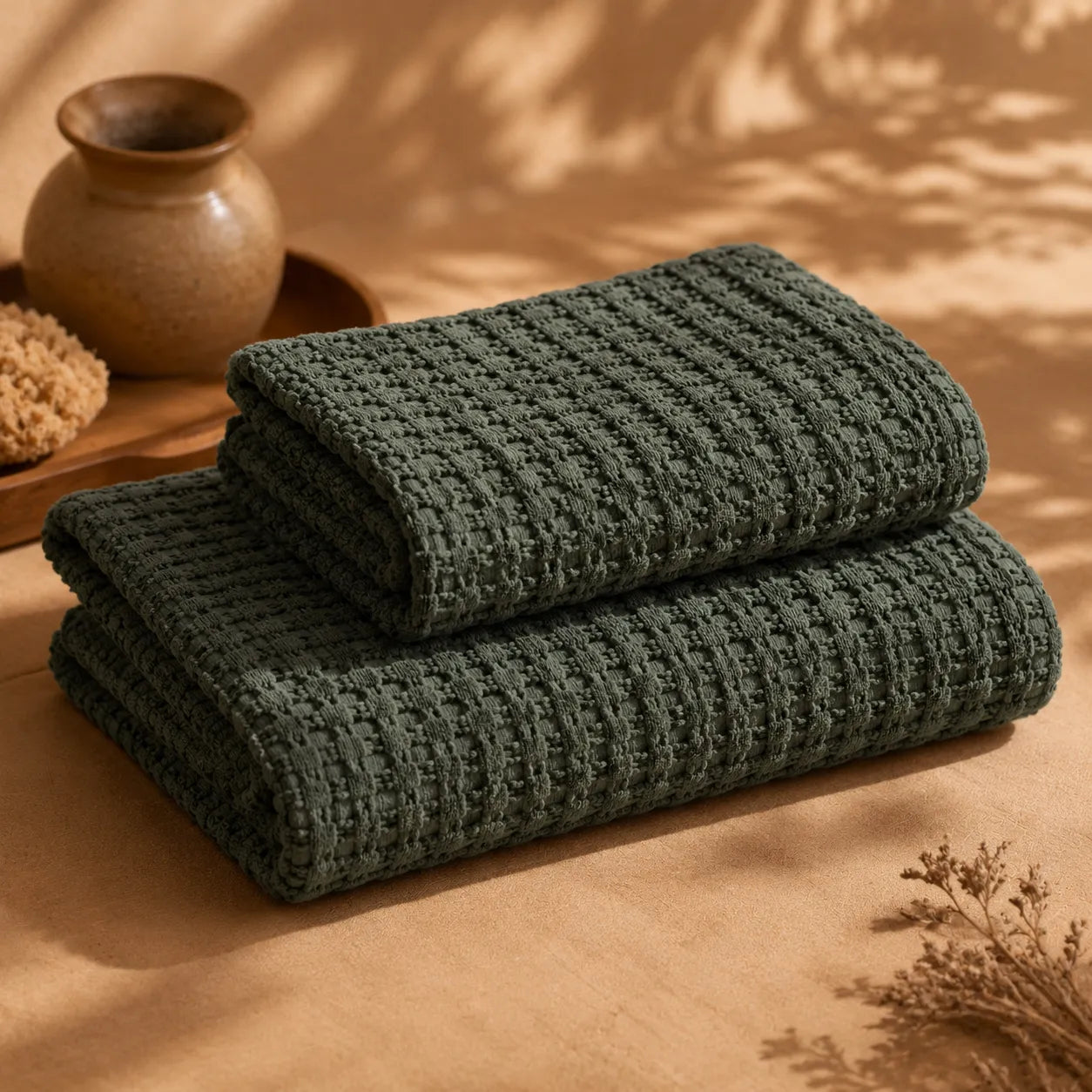 Biancoperla Set Asciugamani 1+1 a Nido d'Ape 100% Cotone Milo