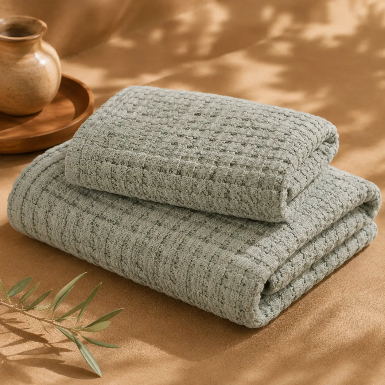 Biancoperla Set Asciugamani 1+1 a Nido d'Ape 100% Cotone Milo