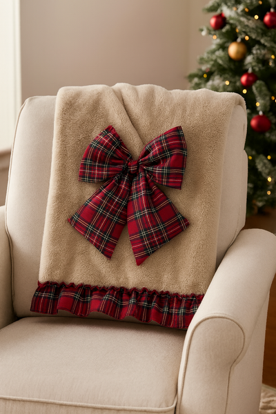 Blanc Mariclò Plaid Scotland Fiocco 140×170cm A38924 Beige