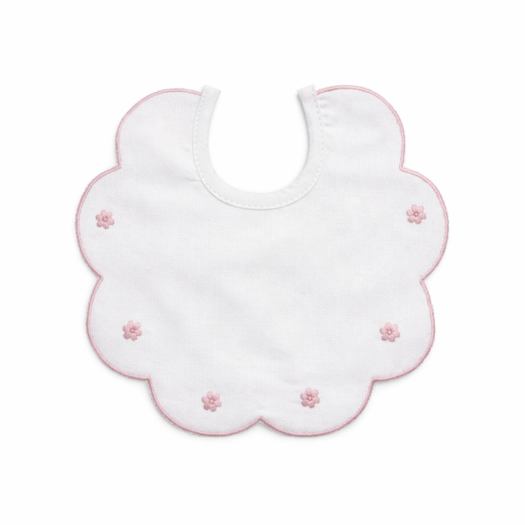 Bavaglino Neonato 193 Fiori Cotone Ricamato - Maestri Cotonieri Home