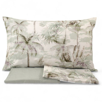 Zucchi Completo Lenzuola Matrimoniale in Percalle Palm Tree S82