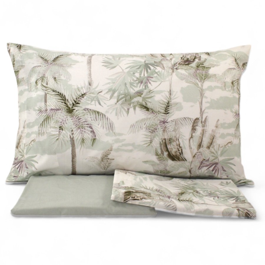 Zucchi Completo Lenzuola Matrimoniale in Percalle Palm Tree S82