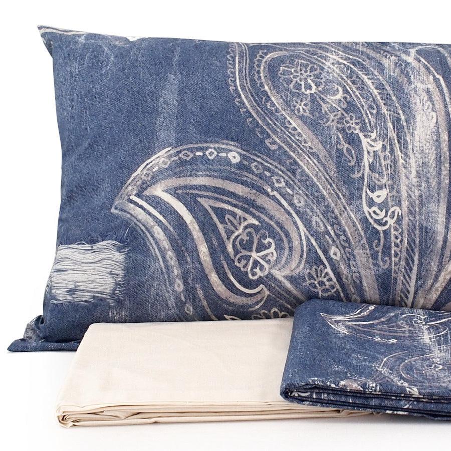 Tessitura Toscana Telerie Completo Lenzuola Piazza e Mezza Denim B125 - Passarelli Biancheria