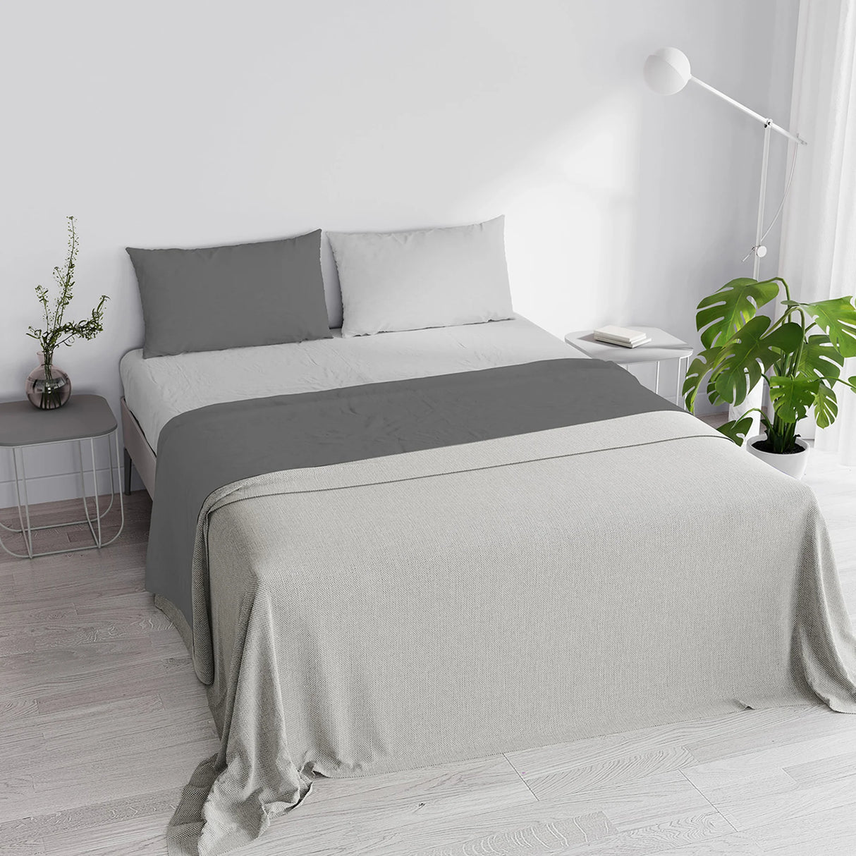 Completo Lenzuola in Puro Cotone Tinta Unita Colors Double - Varie Dimensioni