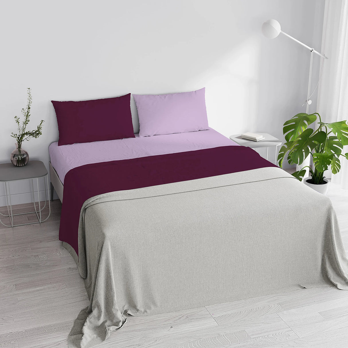 Completo Lenzuola in Puro Cotone Tinta Unita Colors Double - Varie Dimensioni