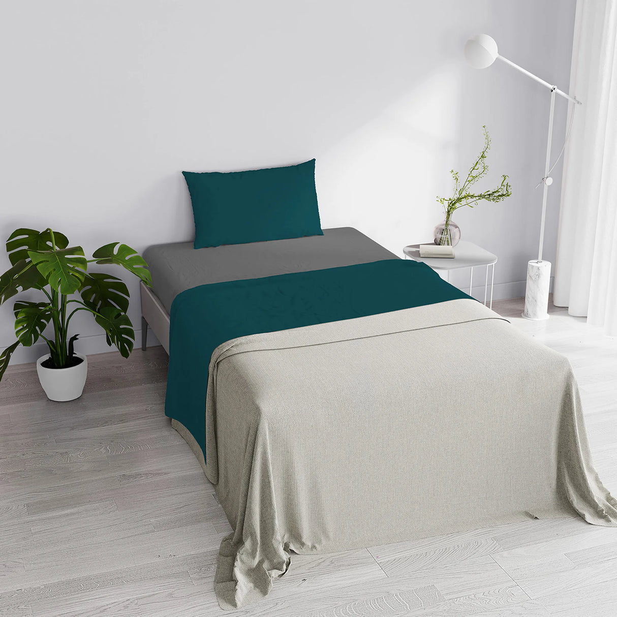 Completo Lenzuola in Puro Cotone Tinta Unita Colors Double - Varie Dimensioni