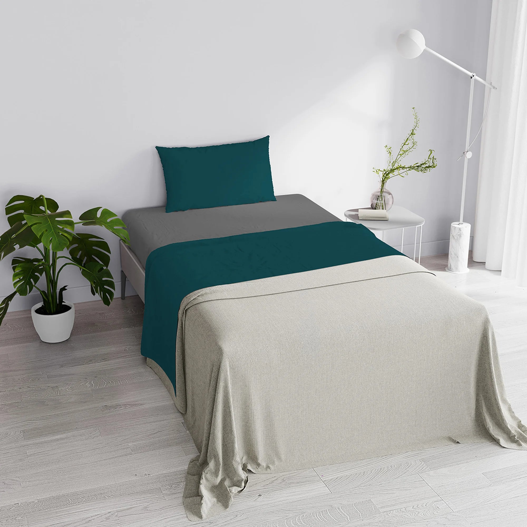 Completo Lenzuola in Puro Cotone Tinta Unita Colors Double - Varie Dimensioni
