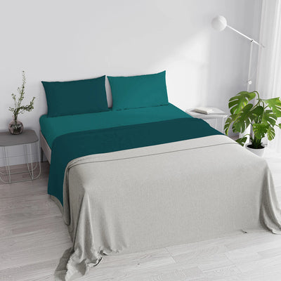 Completo Lenzuola in Puro Cotone Tinta Unita Colors Double - Varie Dimensioni