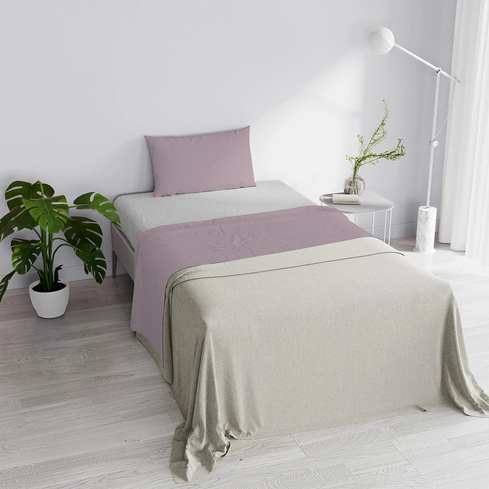 Completo Lenzuola in Puro Cotone Tinta Unita Colors Double - Varie Dimensioni
