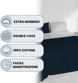 Completo Lenzuola in Puro Cotone Tinta Unita Colors Double - Varie Dimensioni