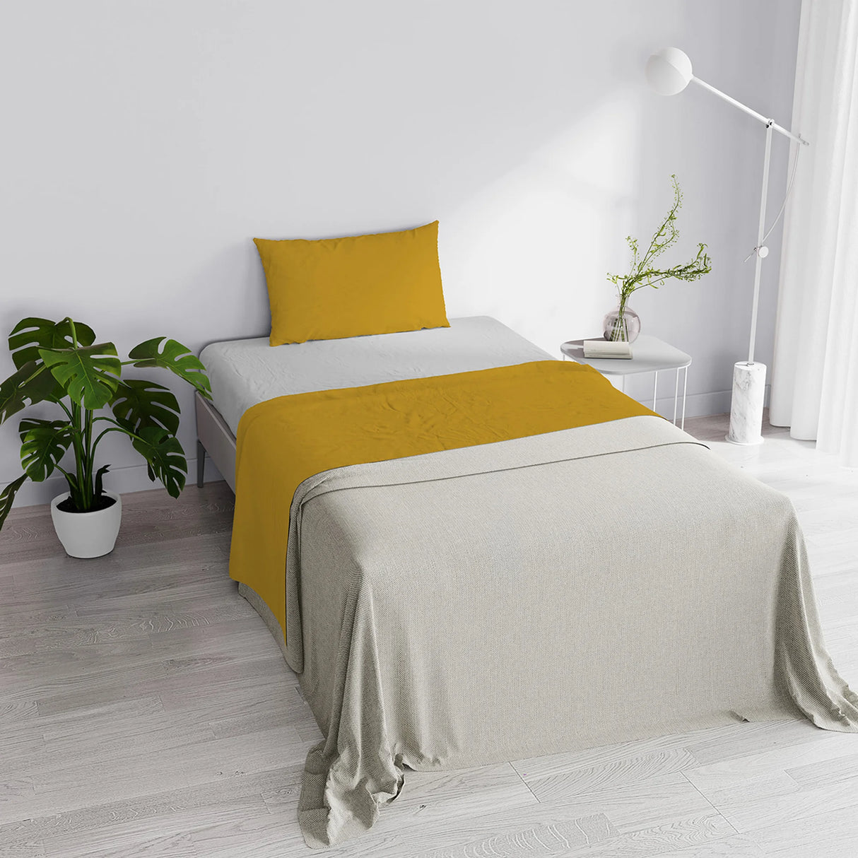 Completo Lenzuola in Puro Cotone Tinta Unita Colors Double - Varie Dimensioni