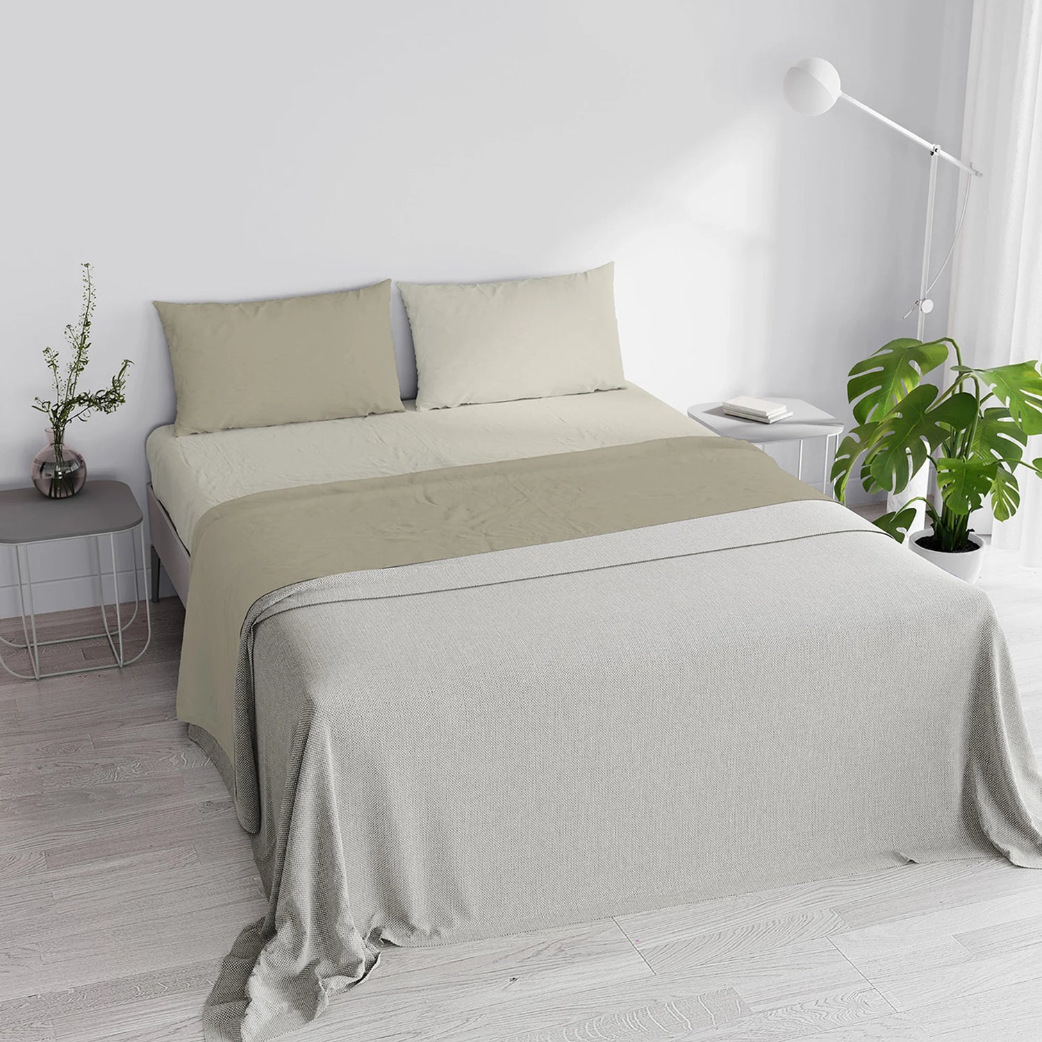 Completo Lenzuola in Puro Cotone Tinta Unita Colors Double - Varie Dimensioni