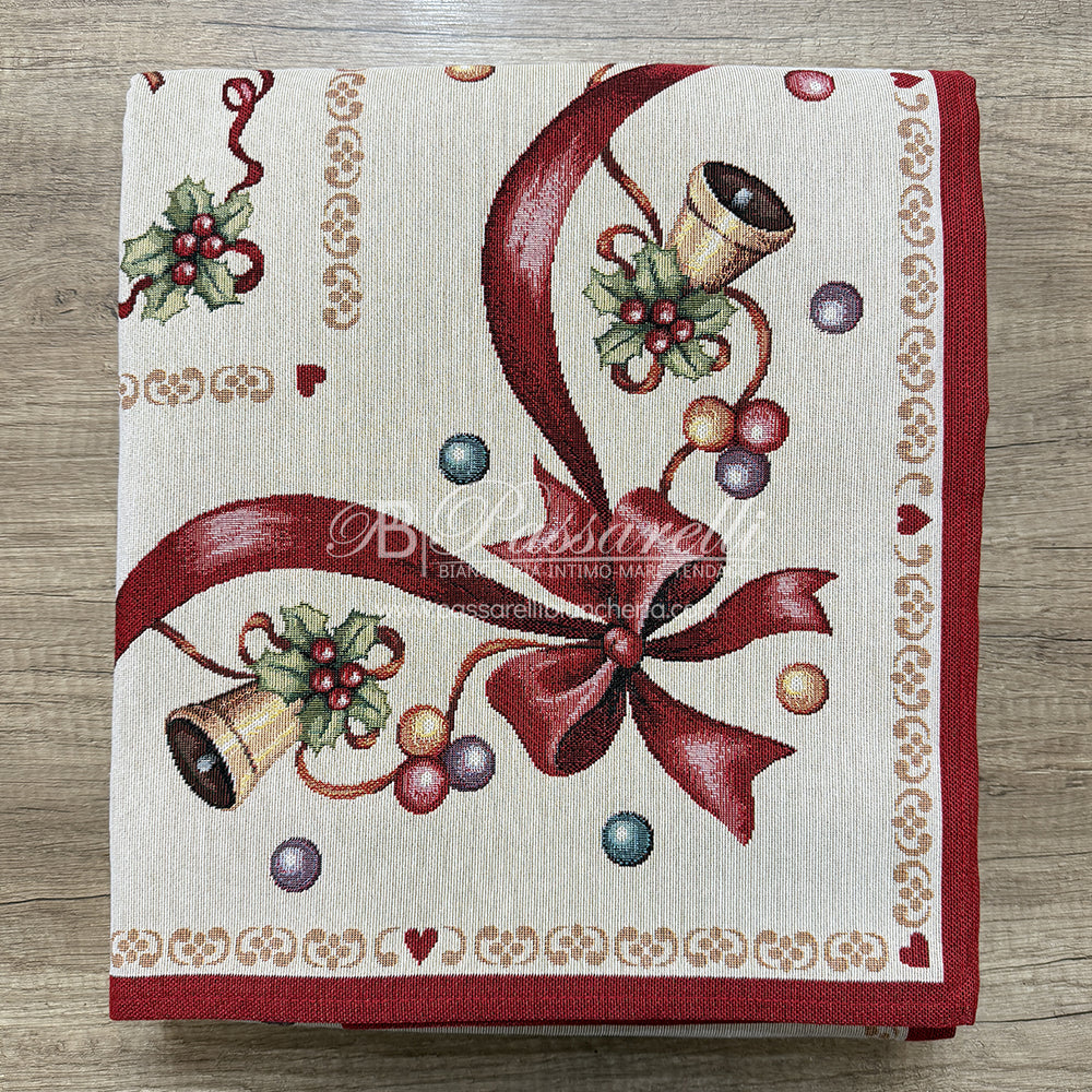 Copri Tavolo Tovaglia Natalizio in Gobelin di Cotone da 18 Posti 2511S