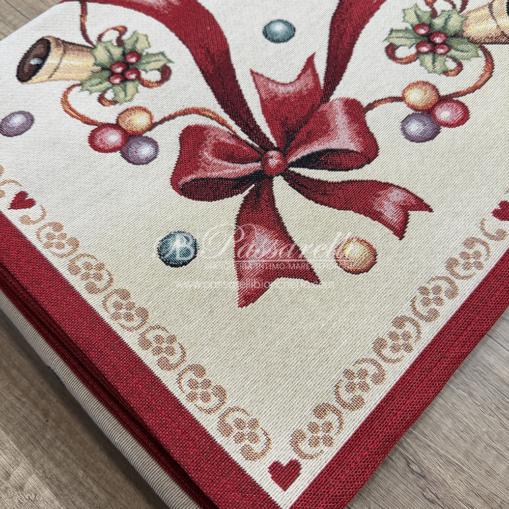 Copri Tavolo Tovaglia Natalizio in Gobelin di Cotone da 18 Posti 2511S