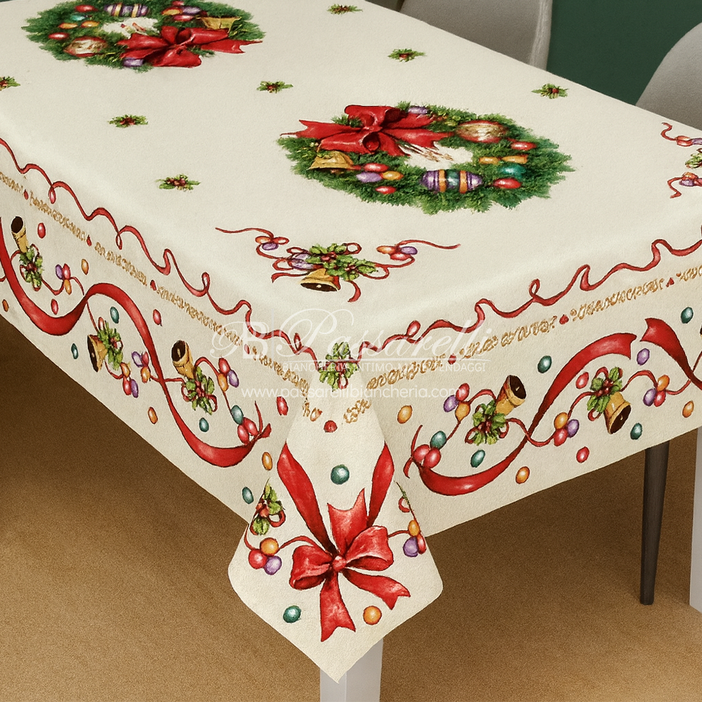 Copri Tavolo Tovaglia Natalizio in Gobelin di Cotone da 18 Posti 2511S