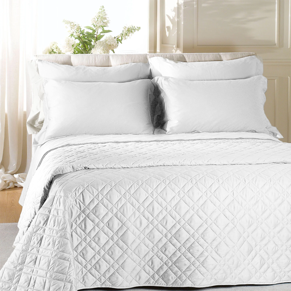 Caleffi Satin gesteppte Tagesdecke für Doppelbett in einfarbigem Baumwollsatin D140