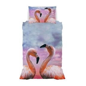 Parure Copripiumino Singolo 1 Posto GoodNight Fenicottero Love B22 - Passarelli Biancheria