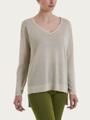 Ragno Maglia con scollo a V e manica lunga in Crêpe Lurex DN05M2 2504S38