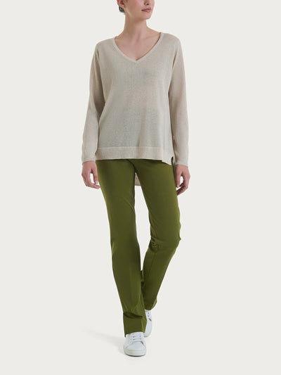 Ragno Maglia con scollo a V e manica lunga in Crêpe Lurex DN05M2 2504S38