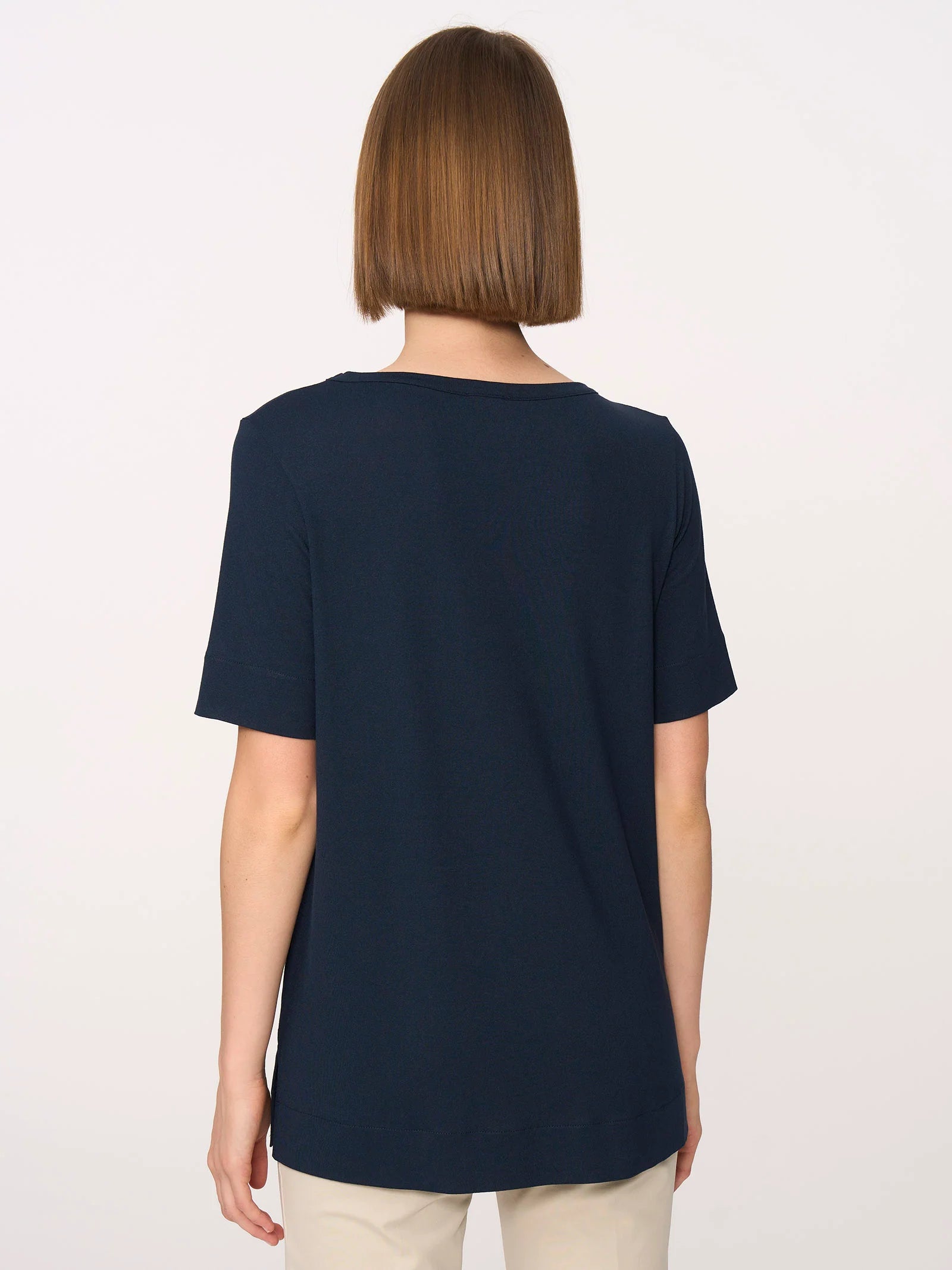 Ragno T-shirt elegante con Scollo a V in jersey di viscosa crêpe DN21T8 S38