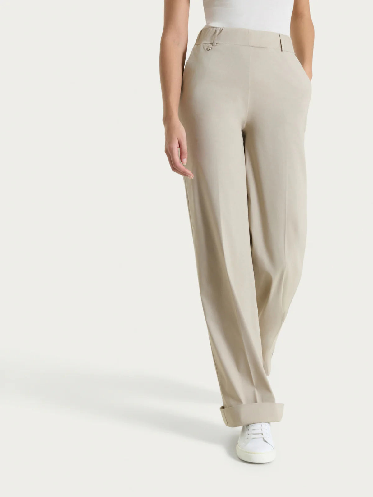 Ragno Pantalone ampio con tasche e risvolto in Super Fresh DP23P4 S45