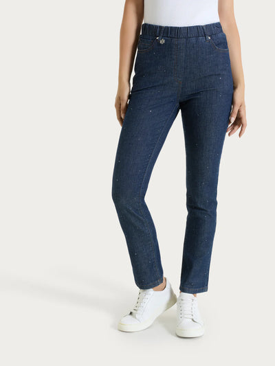 Ragno Jeans dritto con tasche e strass in Light denim DP24PP S60