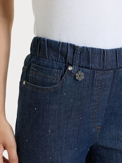 Ragno Jeans dritto con tasche e strass in Light denim DP24PP S60